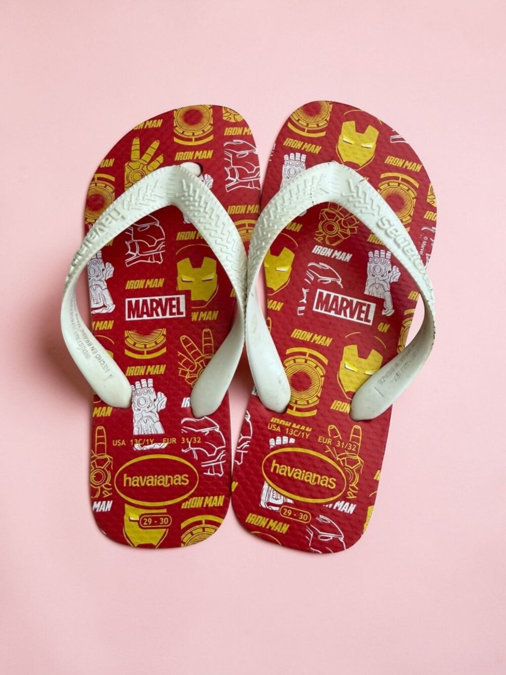 HAVAIANAS Kids Marvel Iron Man  Flip Flops Sandals Size 13/1